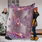 Breast Cancer Awareness Butterfly Flannel Blanket For Cozy Bedroom Sofa Decor