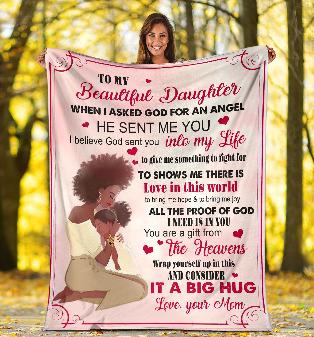 African American I Asked God For A Best Friend Flannel Blanket For Cozy Bedroom Sofa Decor