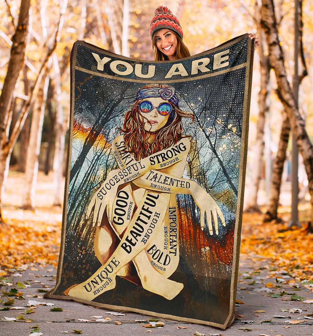 Hippie You Are Enough Flannel Blanket For Cozy Bedroom Sofa Decor