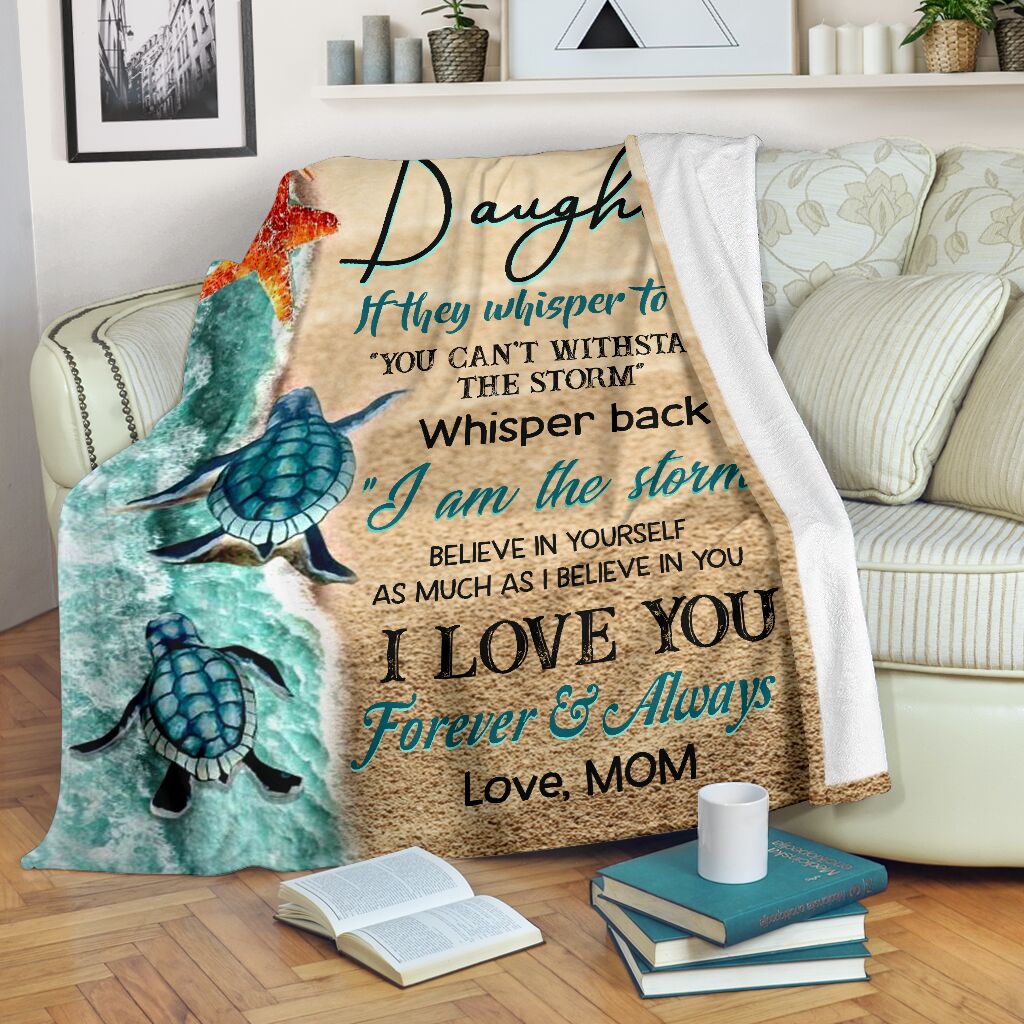 Turtle To My Daughter Flannel Blanket For Cozy Bedroom Sofa Decor