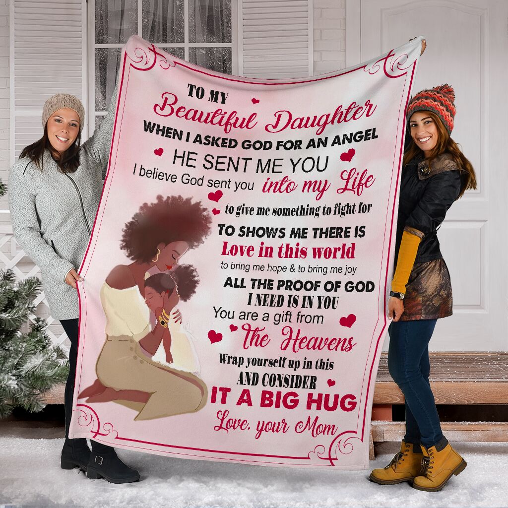 African American I Asked God For A Best Friend Flannel Blanket For Cozy Bedroom Sofa Decor
