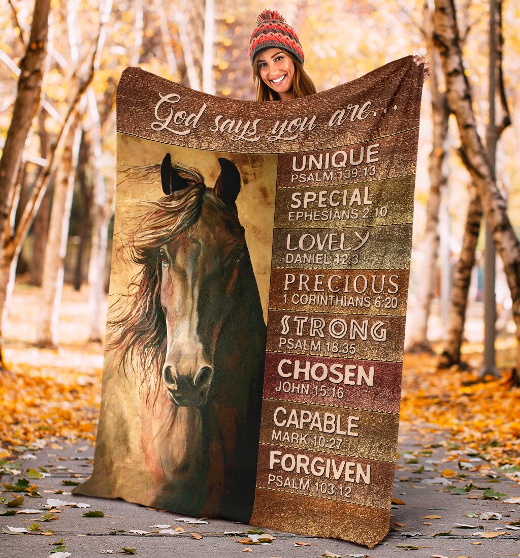Horse God Says You Are Leather Pattern Flannel Blanket For Cozy Bedroom Sofa Decor