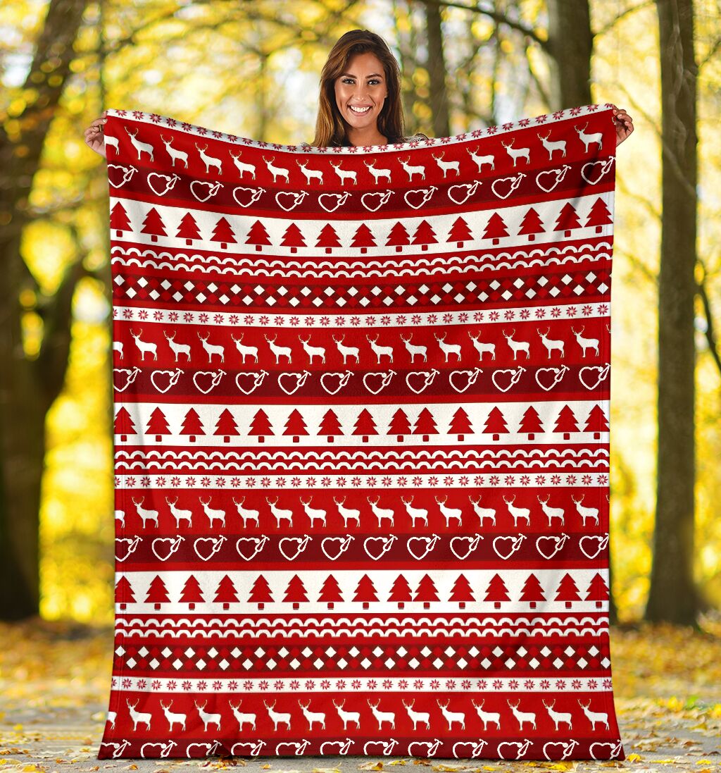 Nurse Christmas Simple Pattern Flannel Blanket For Cozy Bedroom Sofa Decor