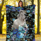 Horse Blue Floral Flannel Blanket For Cozy Bedroom Sofa Decor