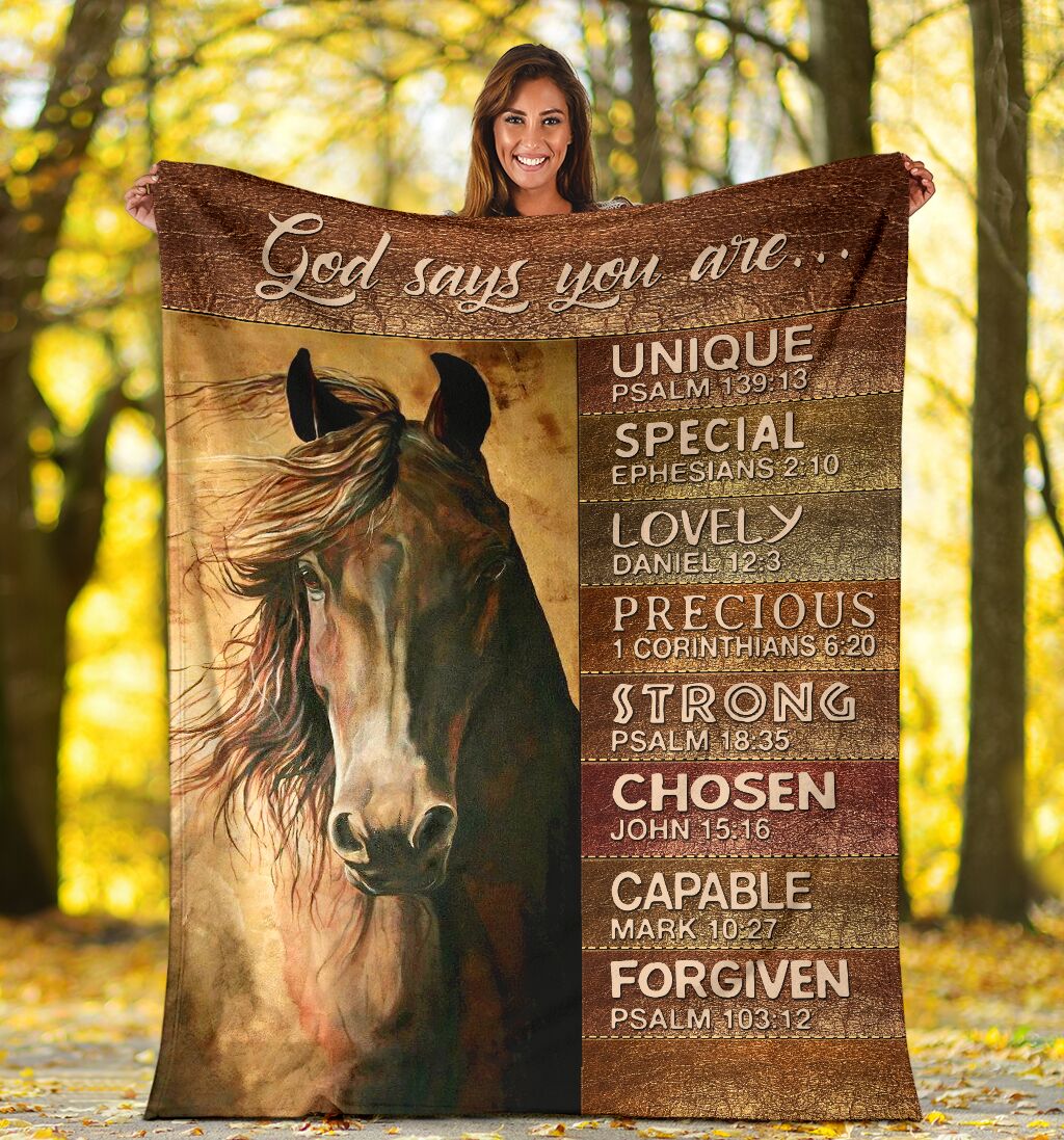 Horse God Says You Are Leather Pattern Flannel Blanket For Cozy Bedroom Sofa Decor