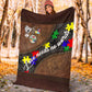 Autism Awareness Love Needs No Words Leather Pattern Flannel Blanket For Cozy Bedroom Sofa Decor