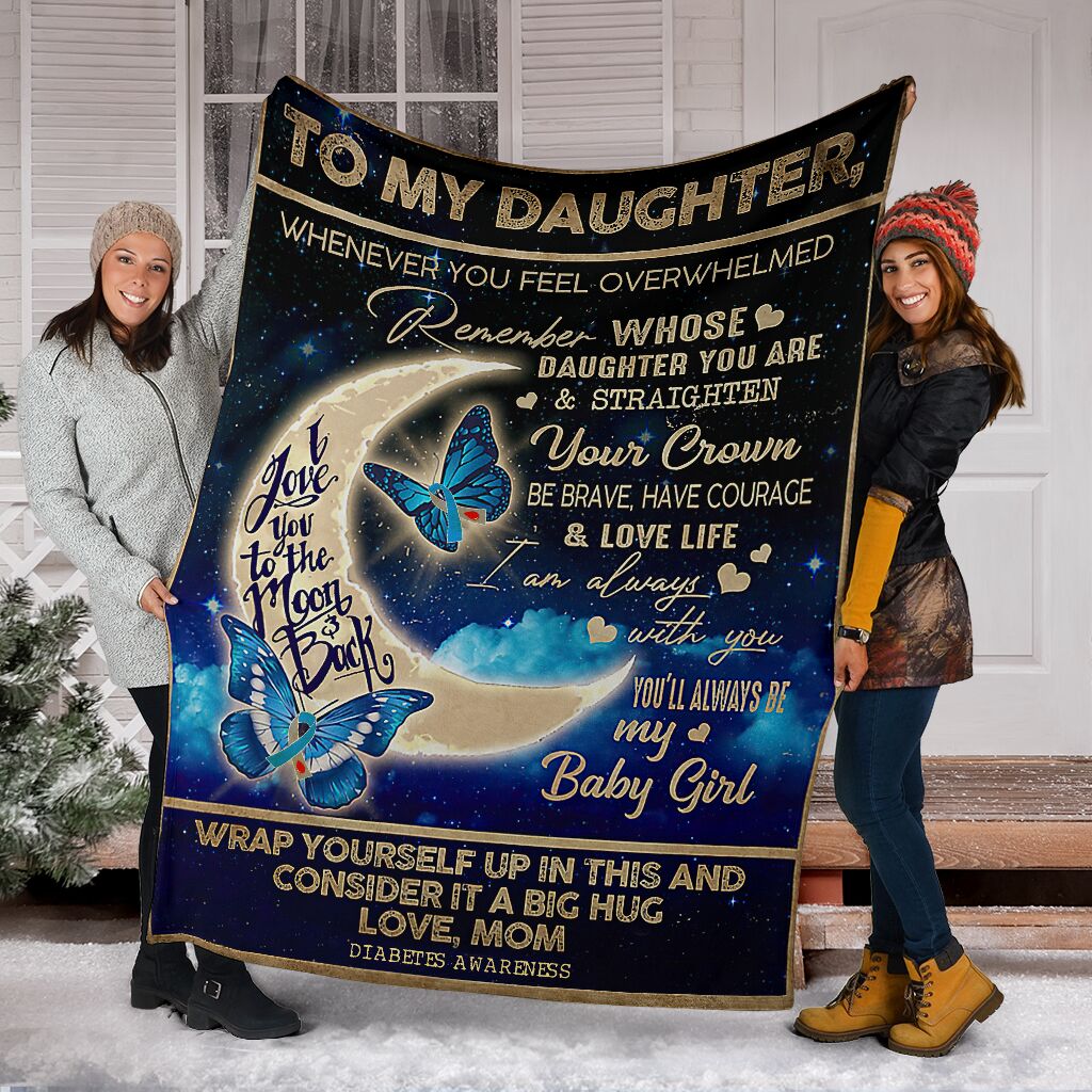 Diabetes Awareness Daughter Butterfly Flannel Blanket For Cozy Bedroom Sofa Decor