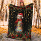 Black Cat Meowy Christmas Flannel Blanket For Cozy Bedroom Sofa Decor