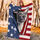 Pitbull Opened American Flag Flannel Blanket For Cozy Bedroom Sofa Decor