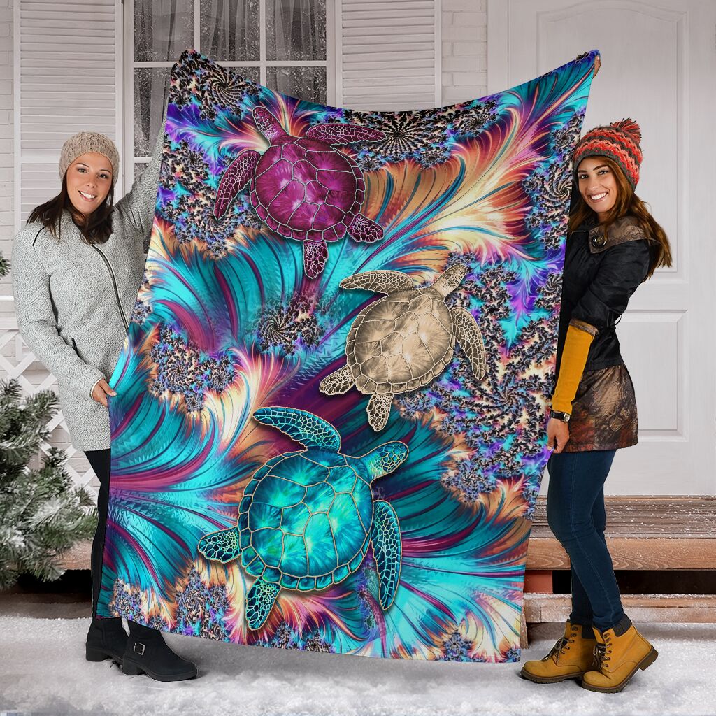 Turtle Magic Flannel Blanket For Cozy Bedroom Sofa Decor