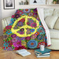 Hippie Colorful Hippie Peace Flannel Blanket For Cozy Bedroom Sofa Decor
