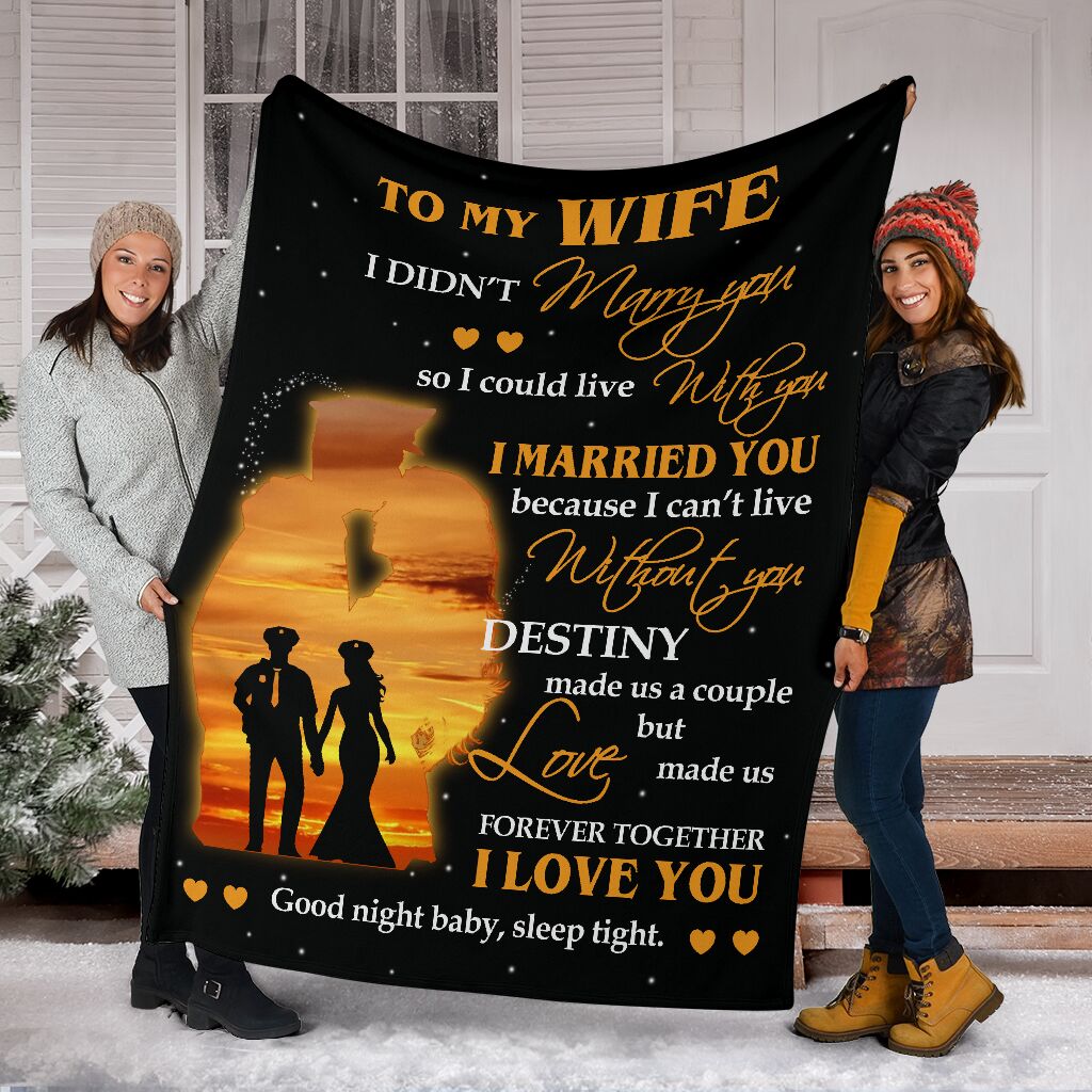 Police To My Husband Fathers Day Officer Flannel Blanket For Cozy Bedroom Sofa Decor