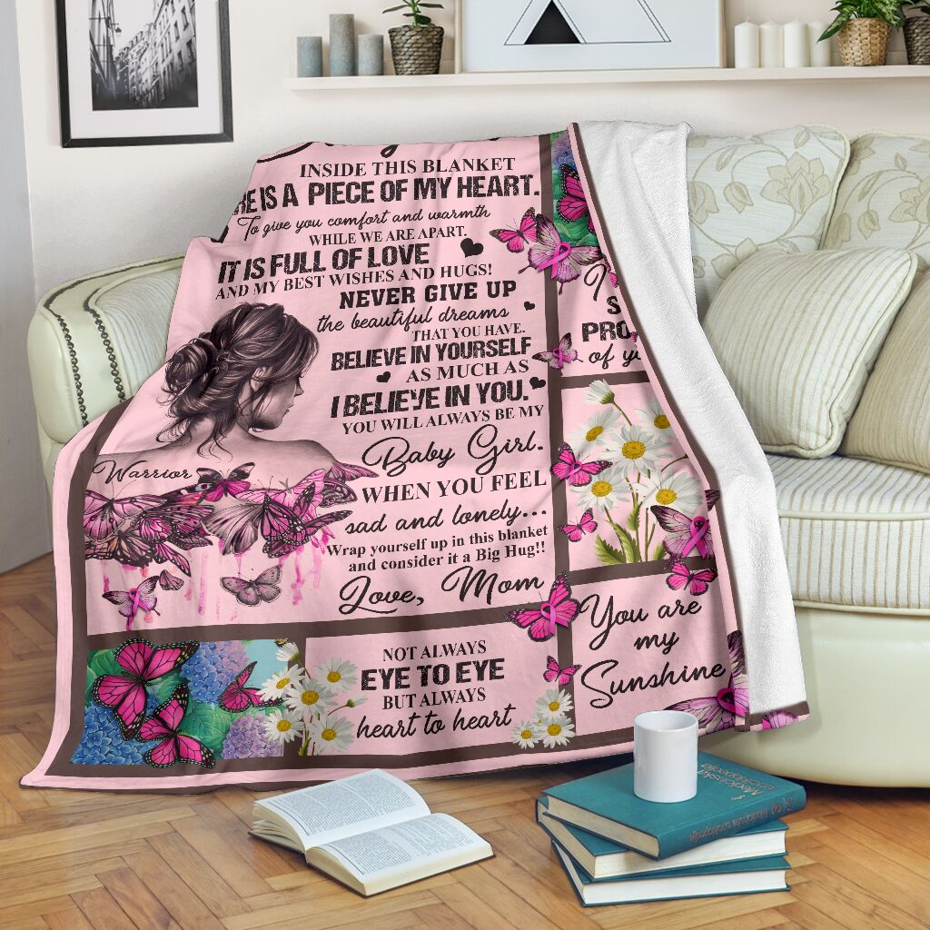 Breast Cancer To My Daughter Breast Cancer Awareness Pink Flannel Blanket For Cozy Bedroom Sofa Decor