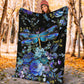 Dragonfly Blue Floral Flannel Blanket For Cozy Bedroom Sofa Decor