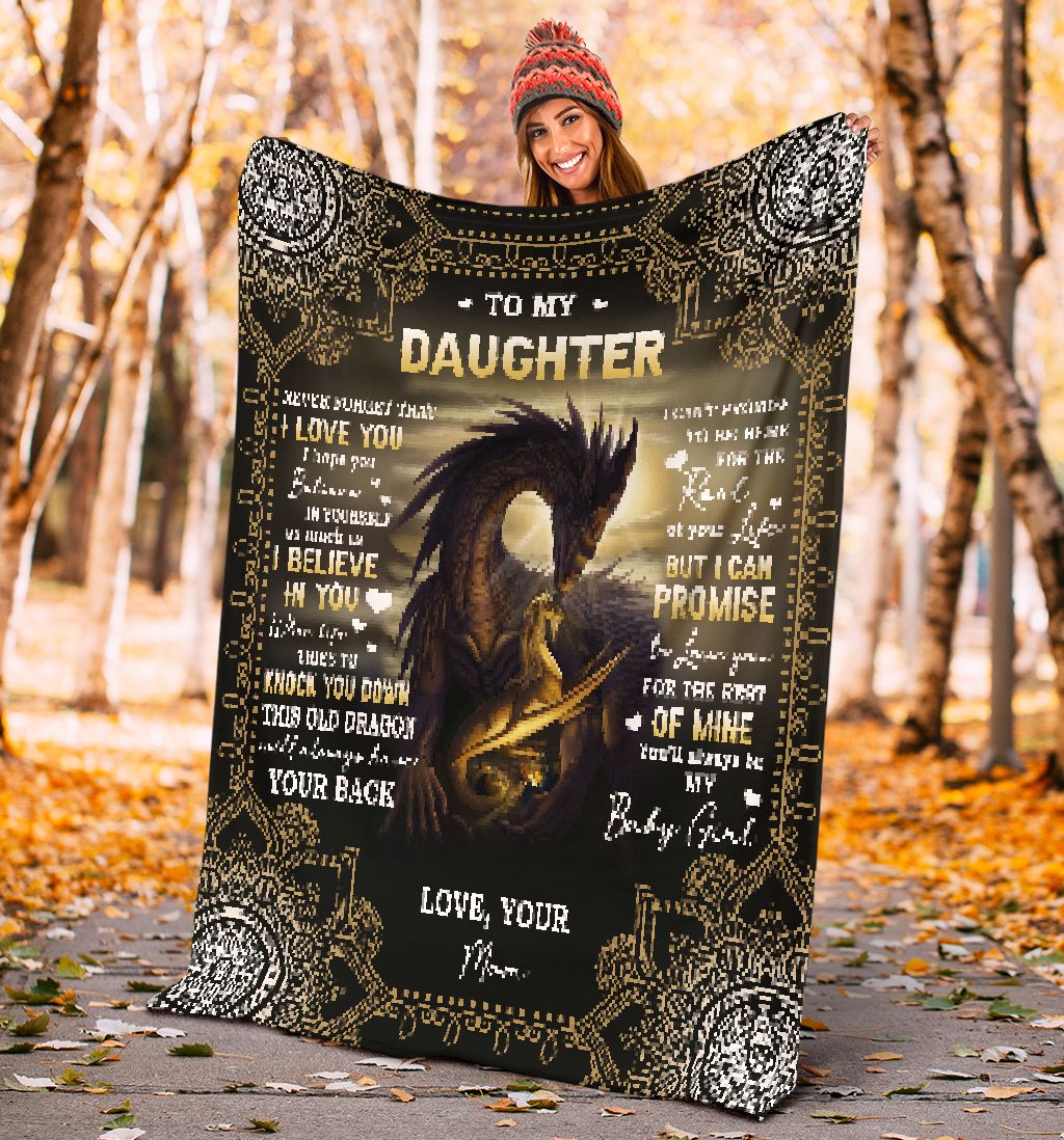 Dragon To My Daughter I Believe In You I Love You Flannel Blanket For Cozy Bedroom Sofa Decor