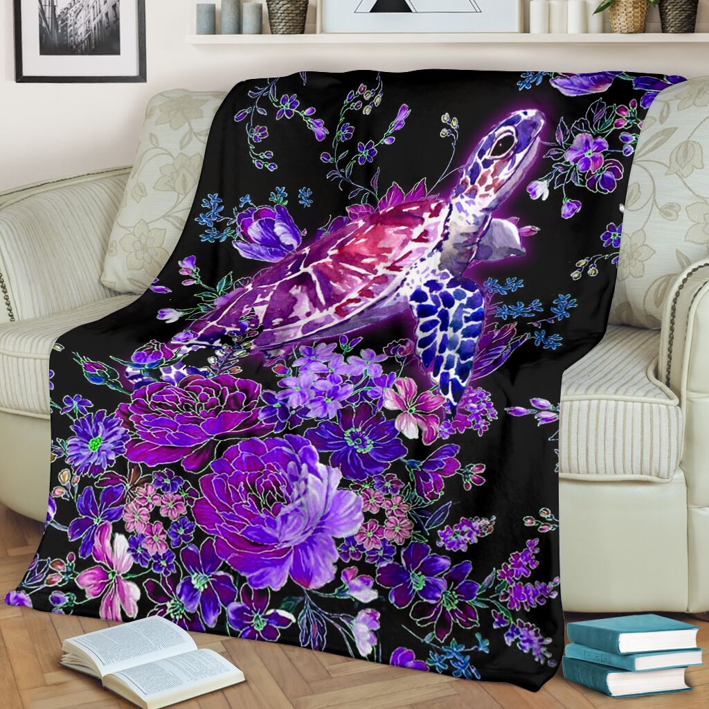 Turtle Purple Turtle Flannel Blanket For Cozy Bedroom Sofa Decor