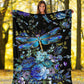 Dragonfly Blue Floral Flannel Blanket For Cozy Bedroom Sofa Decor
