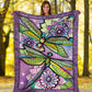 Dragonfly With Beautiful Flower Flannel Blanket For Cozy Bedroom Sofa Decor