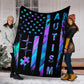 Autism Awareness American Flag Color Flannel Blanket For Cozy Bedroom Sofa Decor