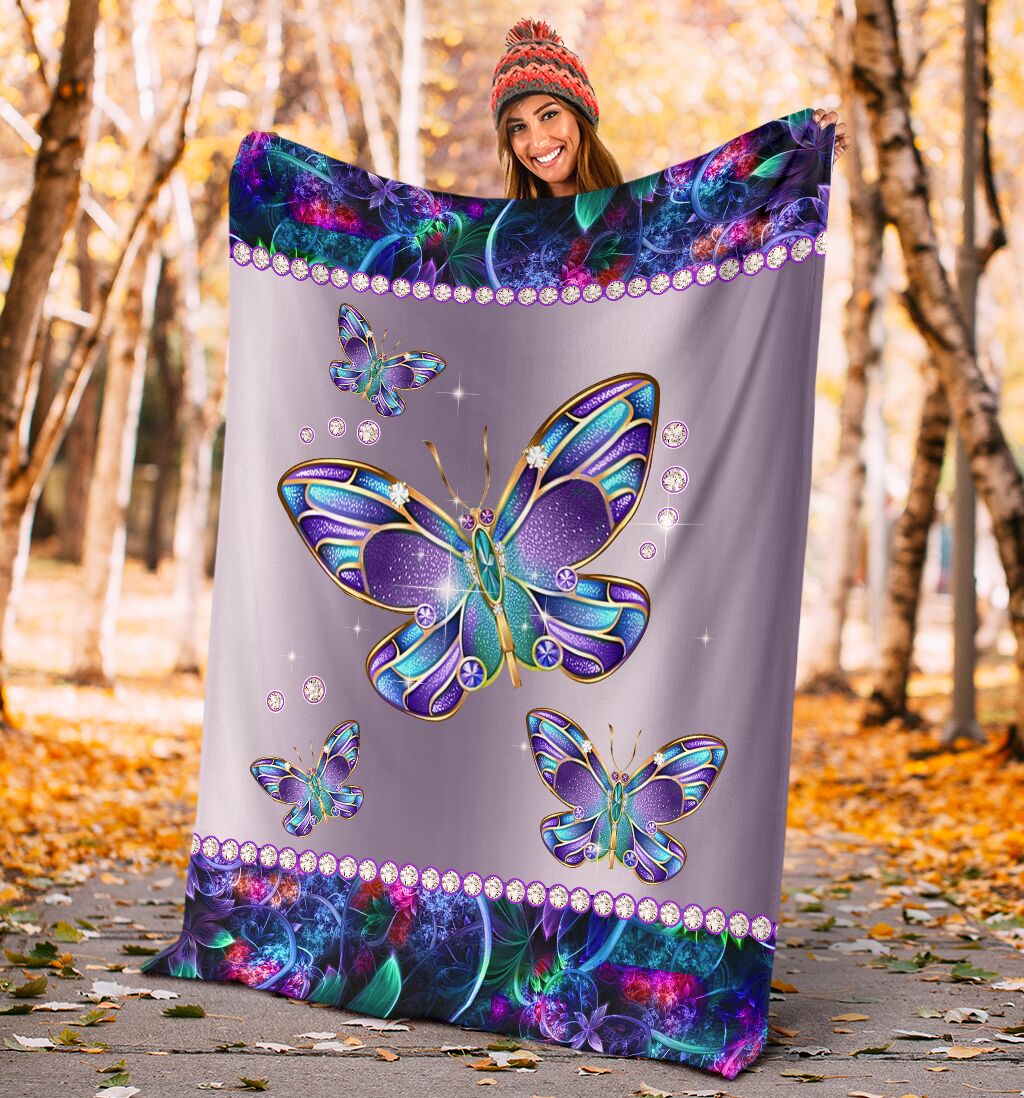 Butterfly Metal Pattern Flannel Blanket For Cozy Bedroom Sofa Decor