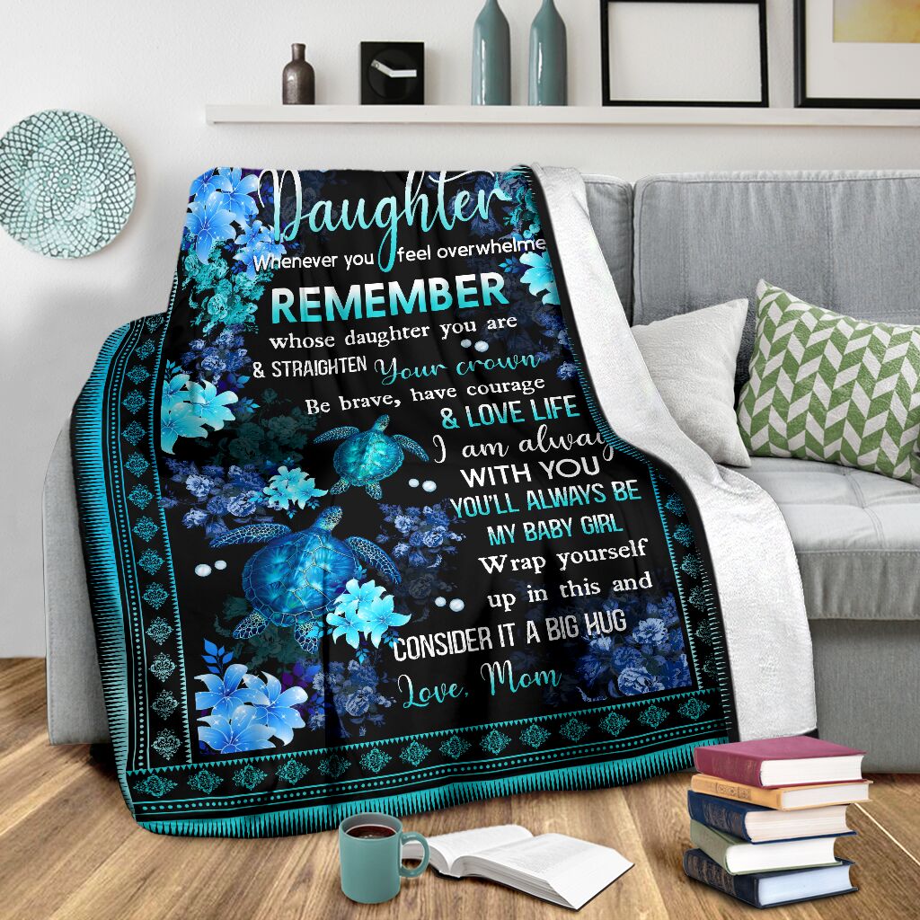Turtle To My Daughter Turtle Sea Flannel Blanket For Cozy Bedroom Sofa Decor
