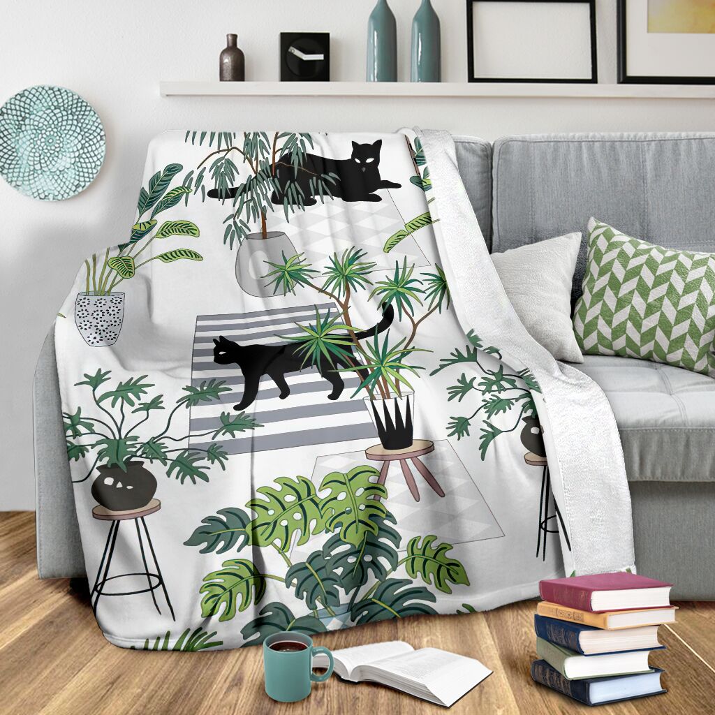 Cat Lovely Black Cats Flannel Blanket For Cozy Bedroom Sofa Decor