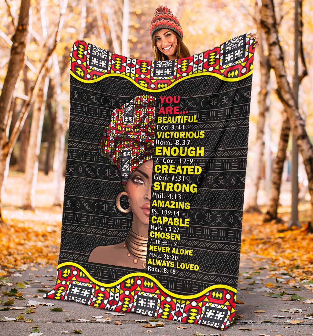 Black Girl God Says You Are African American Strong Flannel Blanket For Cozy Bedroom Sofa Decor