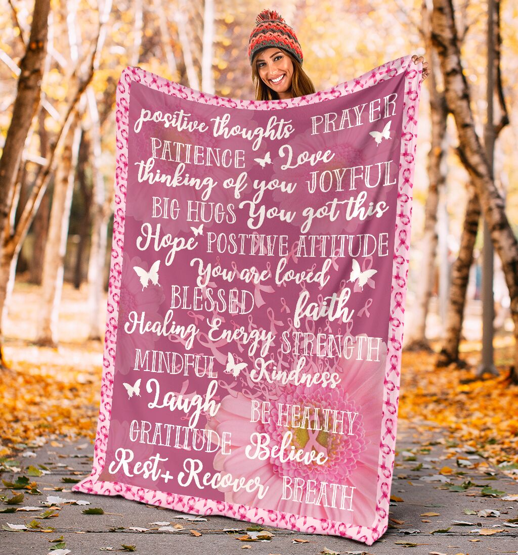 Breast Cancer Warrior Breast Cancer Awareness Flannel Blanket For Cozy Bedroom Sofa Decor