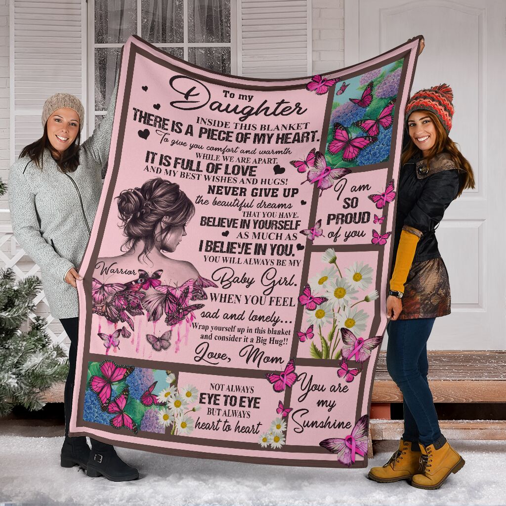 Breast Cancer Awareness Butterfly Flannel Blanket For Cozy Bedroom Sofa Decor