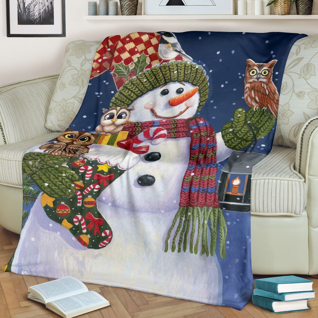 Owl Christmas Is Coming Flannel Blanket For Cozy Bedroom Sofa Decor