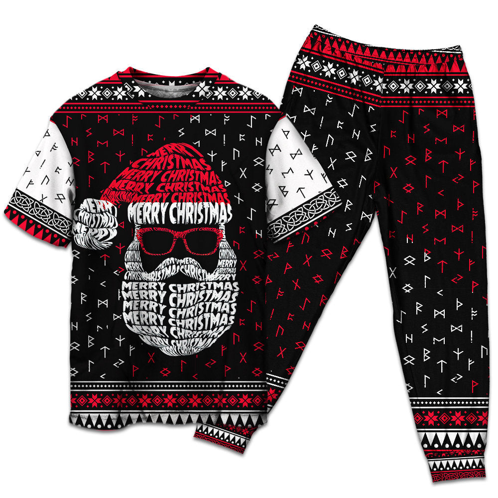 Retro Nordic Santa Christmas Short Sleeve Pajamas Set For Christmas Mornings And Relaxed Lounging