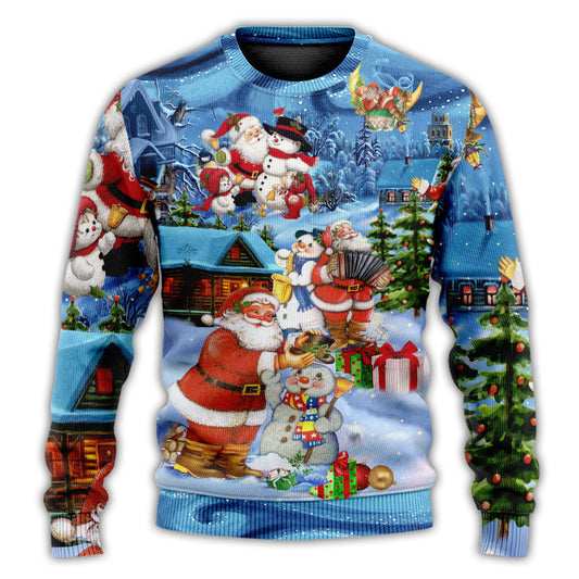 Christmas Santa And Snowman Best Friends Sweater For Seasonal Parties Cozy Gatherings And Thoughtful Holiday Gifts