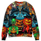 Halloween Skull Pumpkin Dark Sweater For Alternative Fashion Events And Thoughtful Seasonal Gifts