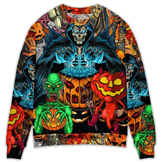 Halloween Skull Pumpkin Dark Sweater For Alternative Fashion Events And Thoughtful Seasonal Gifts