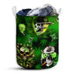 Small Size Green Skull Graphic Laundry Basket For Bathroom Bedroom Storage