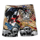 America Patriotic Second Amendment Skull Art Beach Shorts For American Pride Beach Days