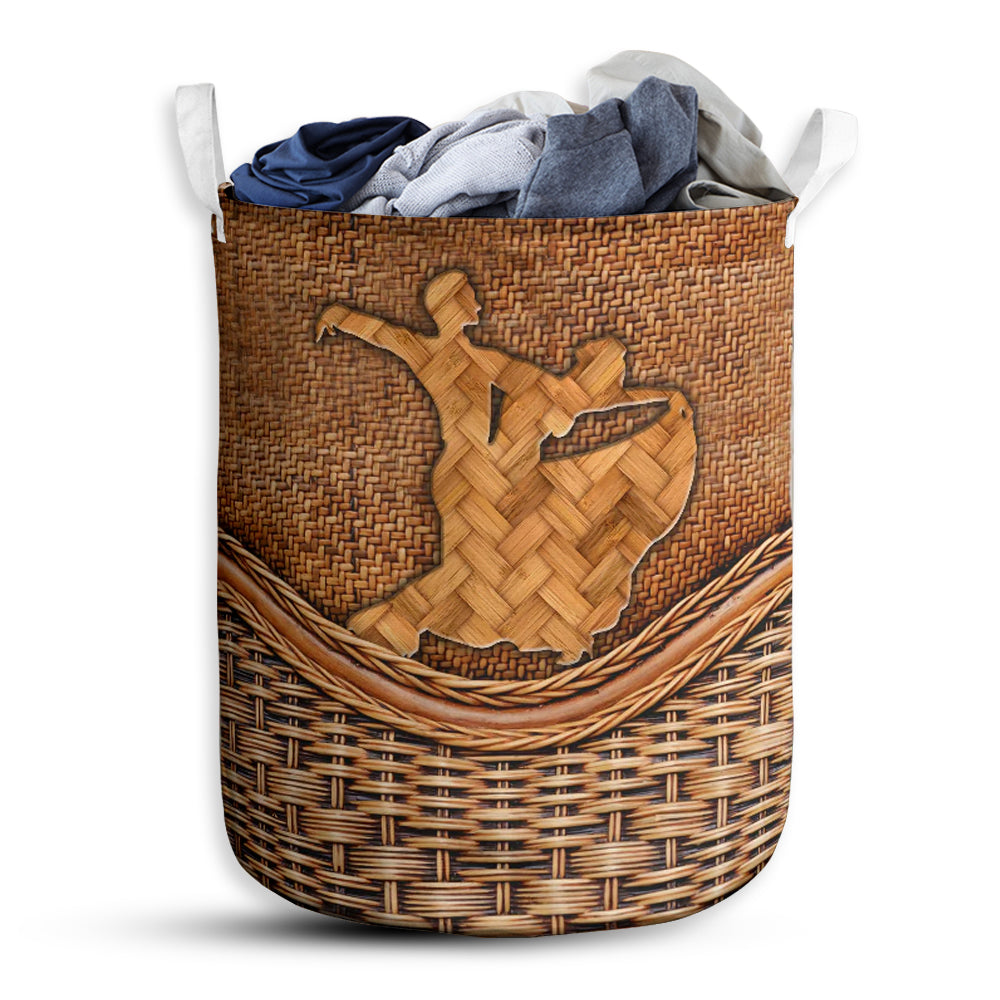 Small Size Ballroom Dance Rattan Texture Laundry Basket For Bathroom Bedroom Storage