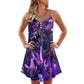 Dark Purple Dragon Lightning V-Neck Sleeveless Cami Dress For Beach Trips Parties And Relaxed Warm Weather Style