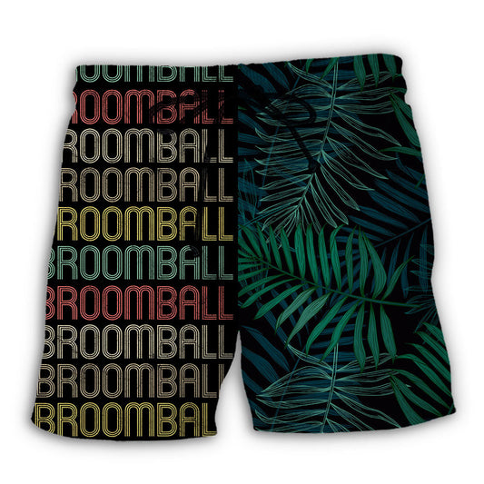 Broomball Tropical Leaf Beach Shorts Design Detail For Resort And Beach Day Style