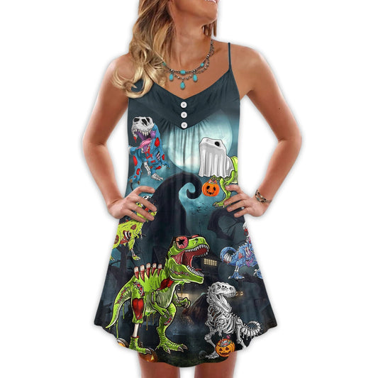 Halloween Zombie Dinosaur Scary – Women's Summer Sleeveless V-Neck Camisole Dress