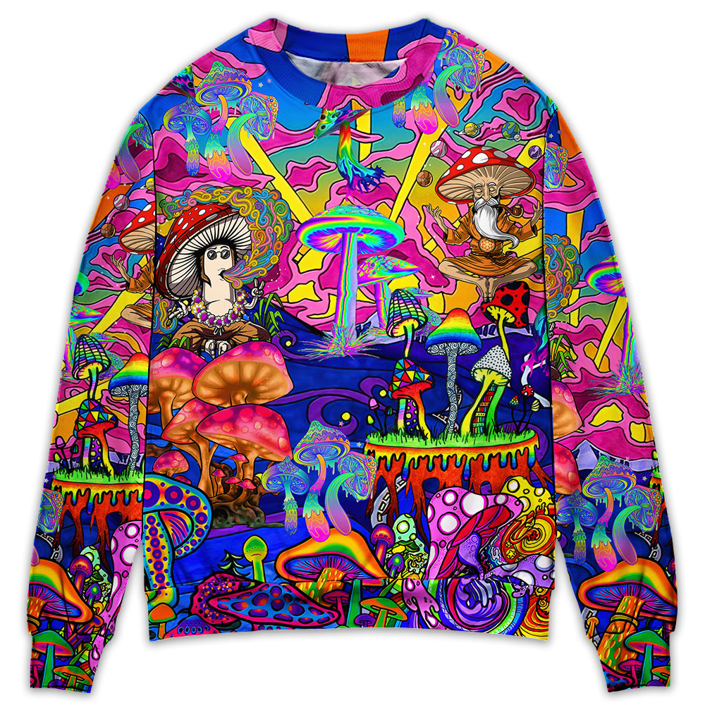 Hippie Magic Trippy Mushroom Sweater For Colorful Outfits Weekend Events And Thoughtful Gift Giving