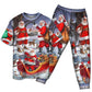 Playful Santa Christmas Celebration Short Sleeve Pajamas Set For Festive Sleepovers And Family Photos