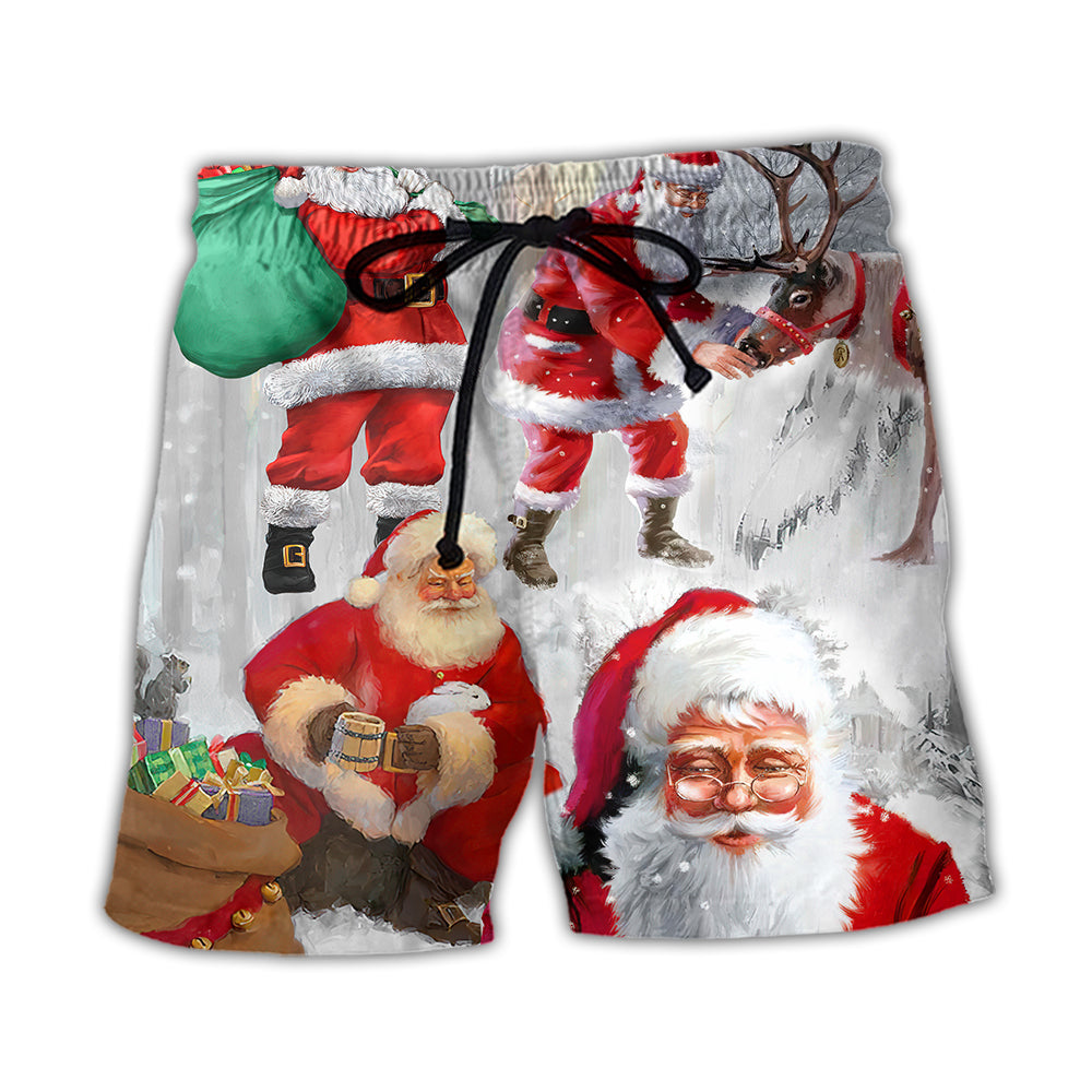 Santa Christmas Beach Shorts For Holiday Cruises And Leisure And Relaxation