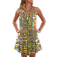Tiki Tribal Mask Coconut Tropical V-Neck Sleeveless Cami Dress For Summer Events And Comfortable Everyday Style
