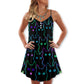Cute Kitten Neon Art V-Neck Sleeveless Cami Dress For Playful Summer Getaways And Thoughtful Gift Giving