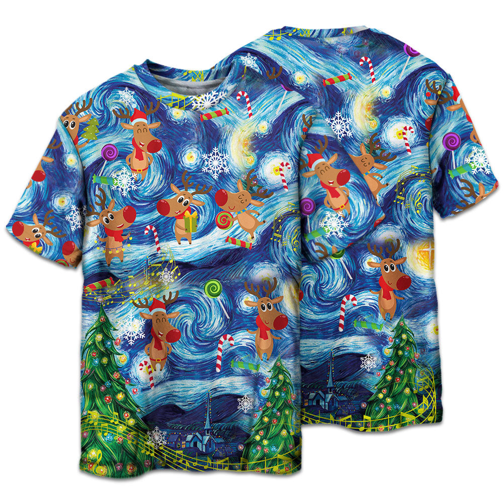 Happy Dancing Reindeer Christmas Short Sleeve Pajamas Set For Christmas Mornings And Relaxed Lounging