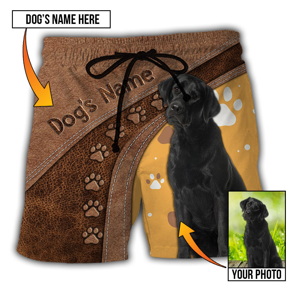 Dog Paw Various Leather Style Personalized Photo Beach Shorts Print Detail For Beach Activities And Vacation Wear