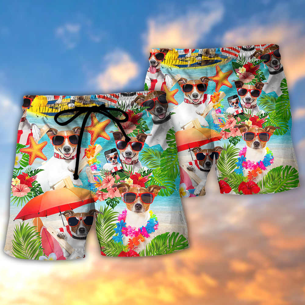 Coastal Jack Russell Terrier Beach Shorts For Weekend Travel, Resort Wear, And Versatile Outdoor Wear