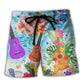 Tropical Hawaii Guitar Beach Shorts For Holiday Cruises And Easy Warm Weather Wear