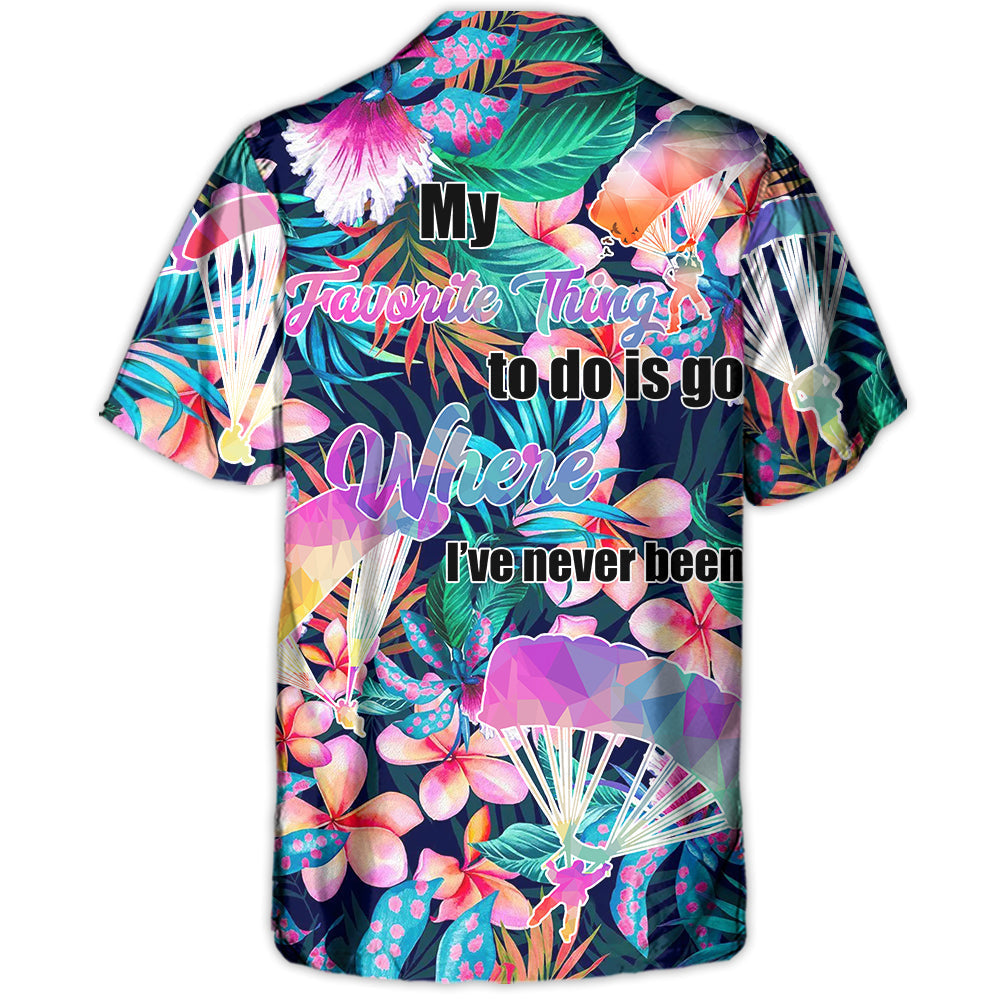 Parasailing Adventure Graphic Hawaiian Shirt For Island Vacations, Resort Wear, And Relaxed Seasonal Style